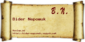 Bider Nepomuk névjegykártya